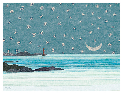 Lighthouse at Night Postcard